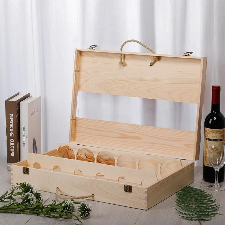 Factory Price Custom Wooden/Wood Wine Box for 6 Bottles Packing/Storage/Packaging